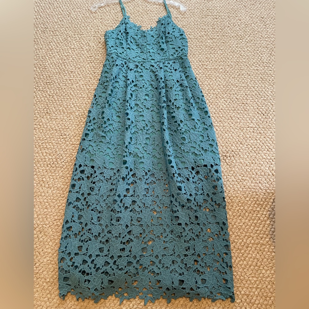 Lace A Line Midi Dress Aqua / M by Astr The Label
